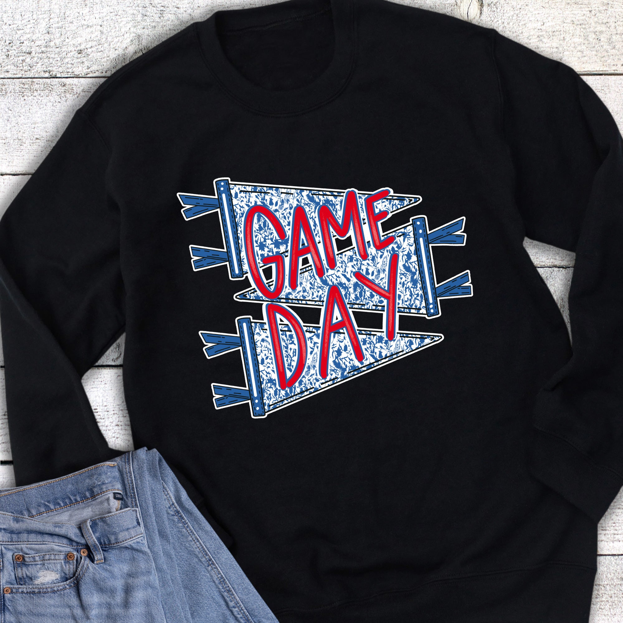 Gameday Floral Pennant Flags Sweatshirt
