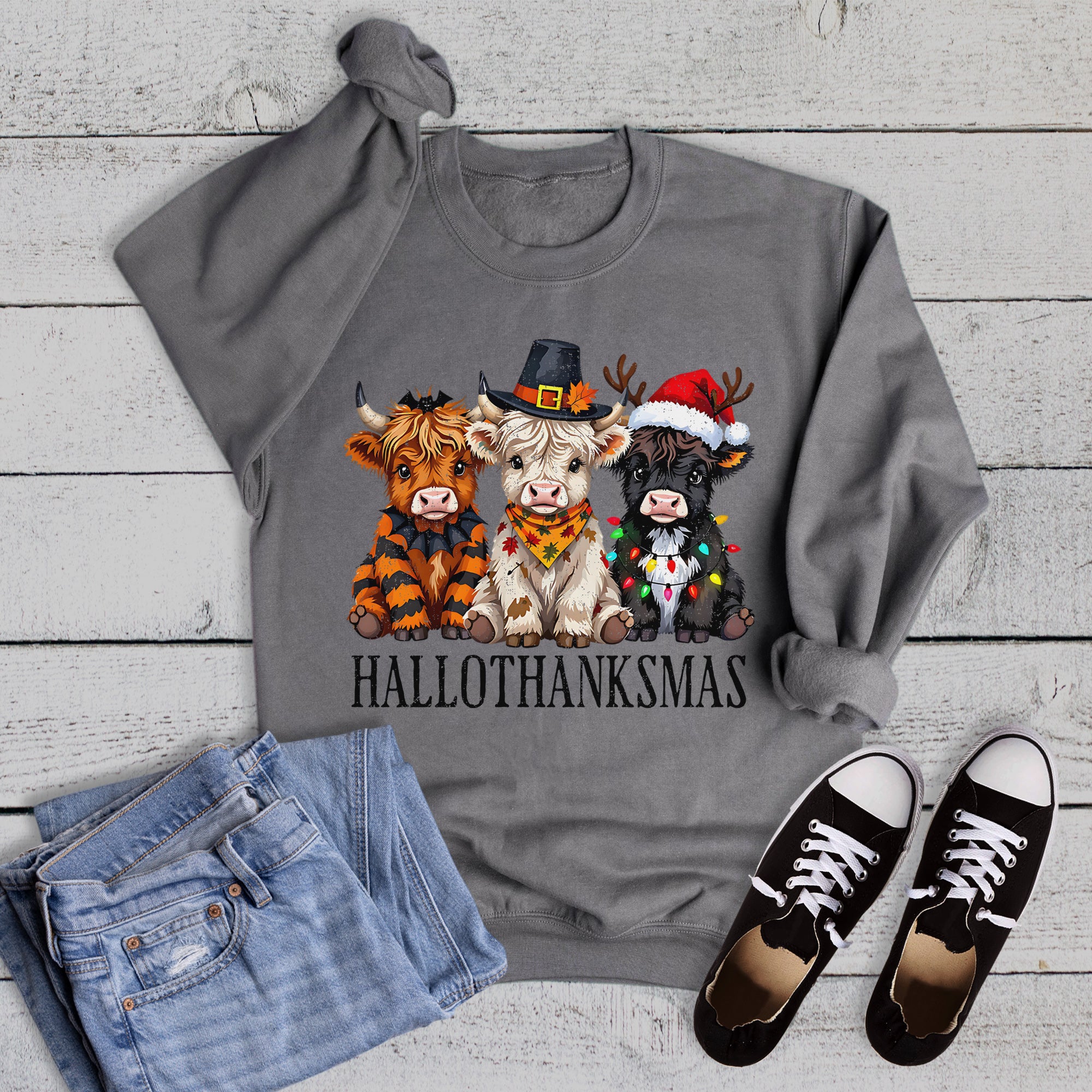 Hallothanksmas Highland Cows Sweatshirt