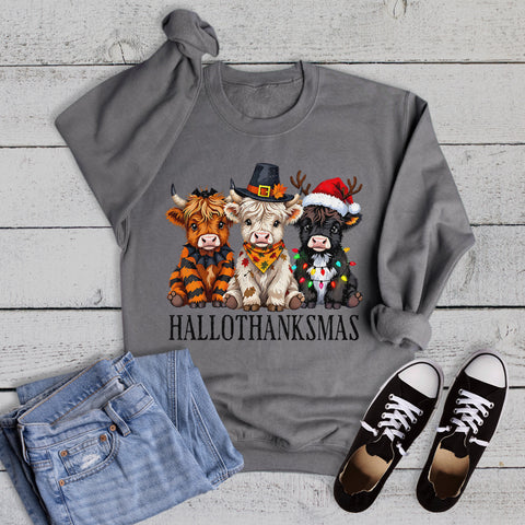 Hallothanksmas Highland Cows Sweatshirt