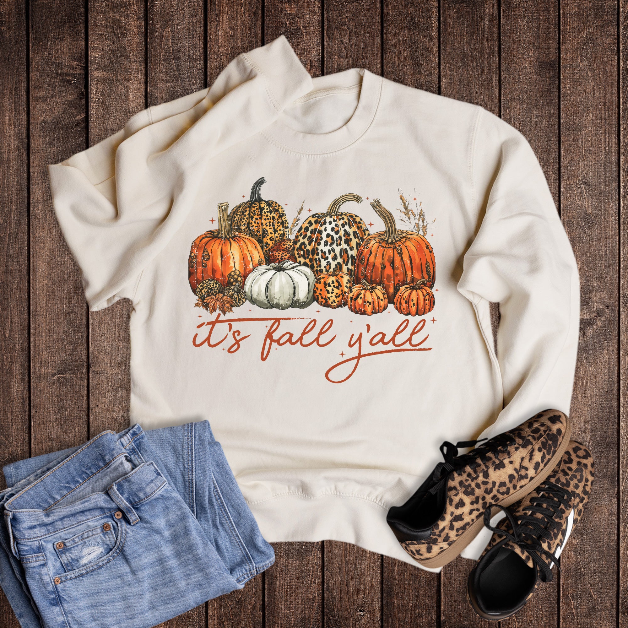 It's Fall Y'all Leopard Pumpkins Sweatshirt