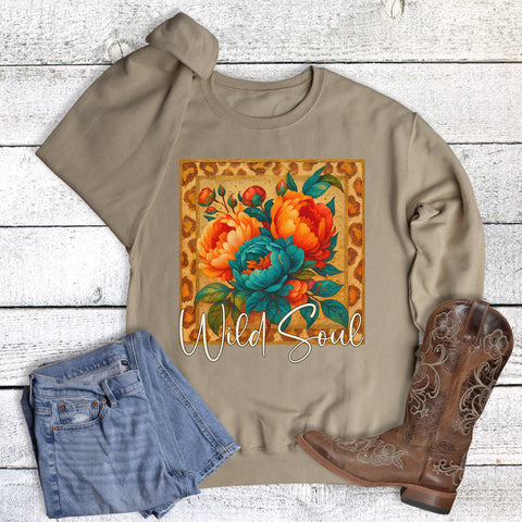 Leopard Floral Wild Soul Frame Sweatshirt