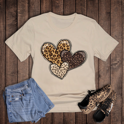 Leopard Print Heart Trio