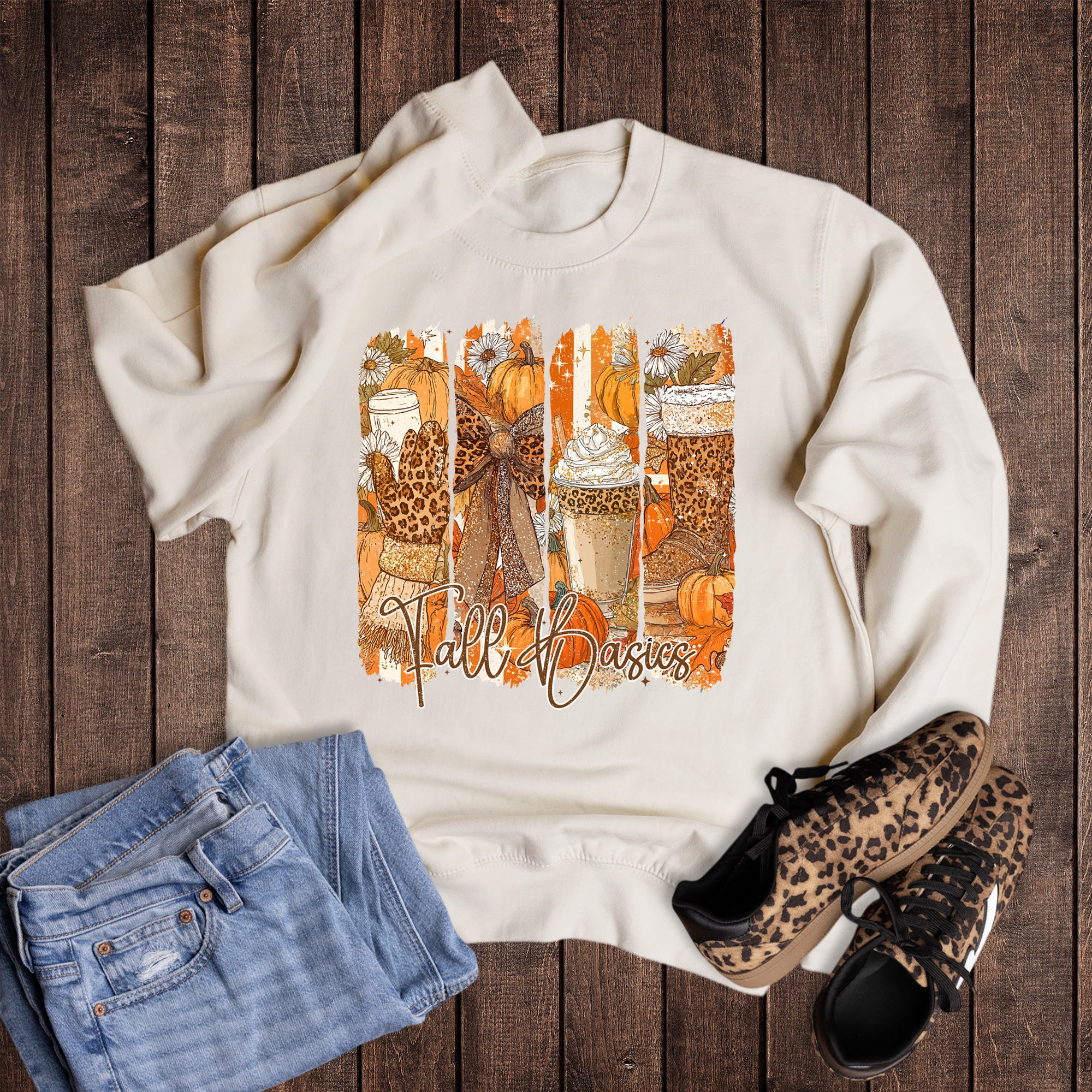 Leopard Pumpkin Fall Basics Sweatshirt
