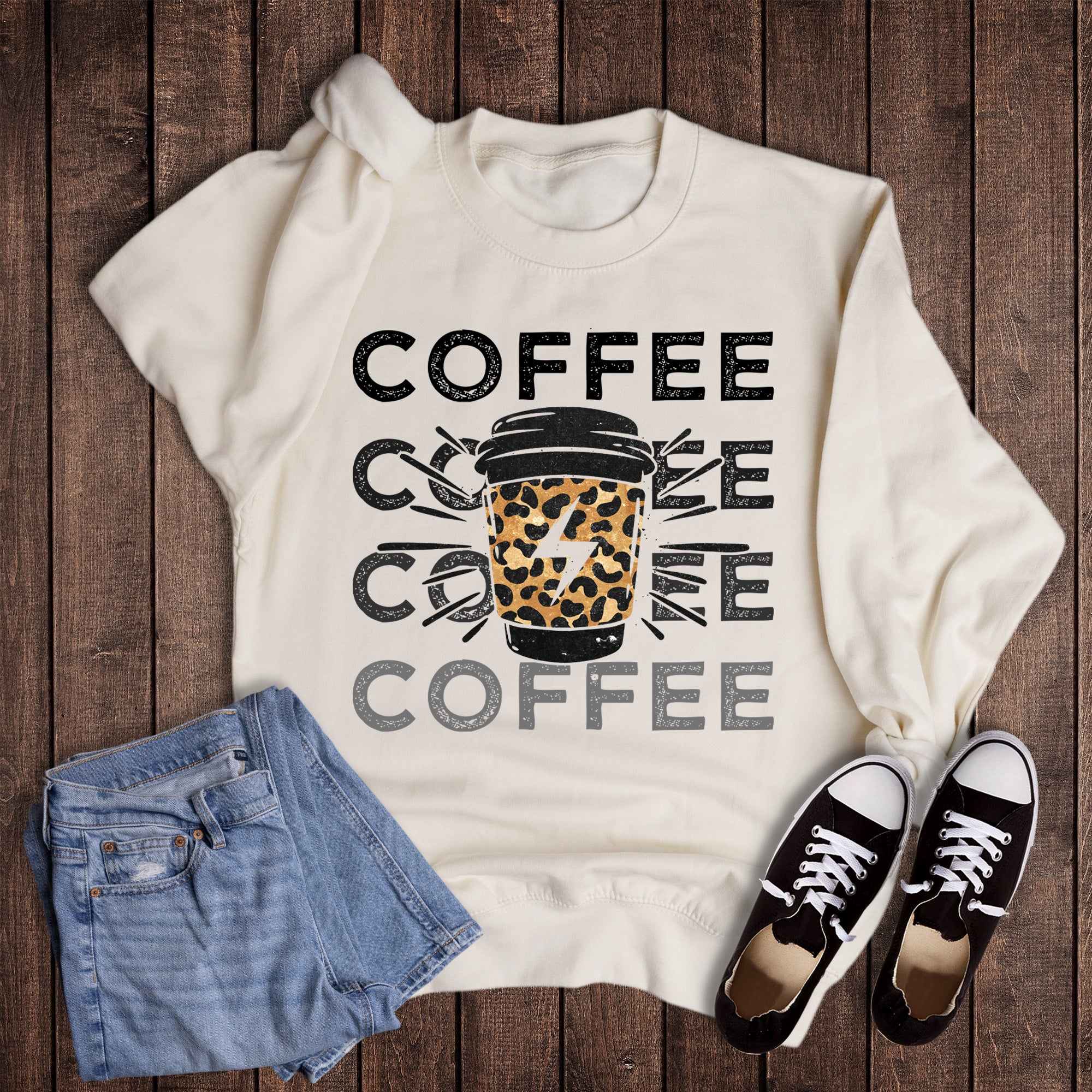 Leopard Stacked Coffee Sweatshirt