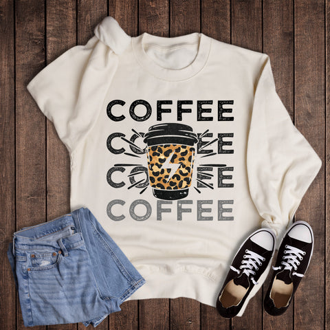 Leopard Stacked Coffee Sweatshirt