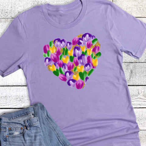 Mardi Gras Gold Heart Graphic Tee