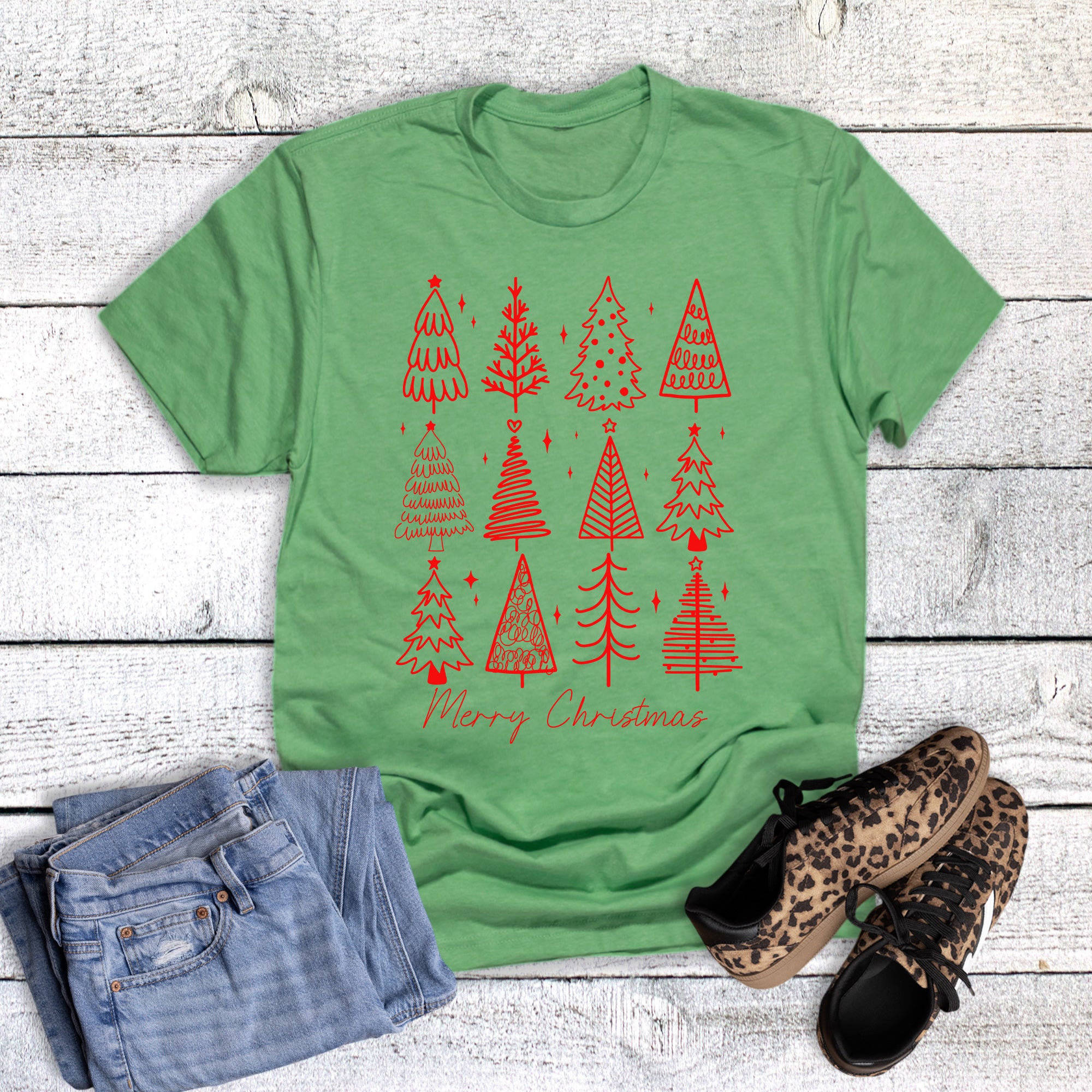 Merry Christmas Tree Line Art