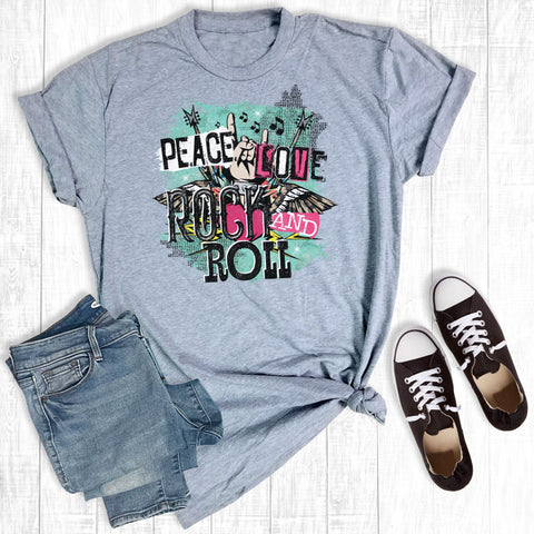 Peace Love Rock And Roll Light Grey