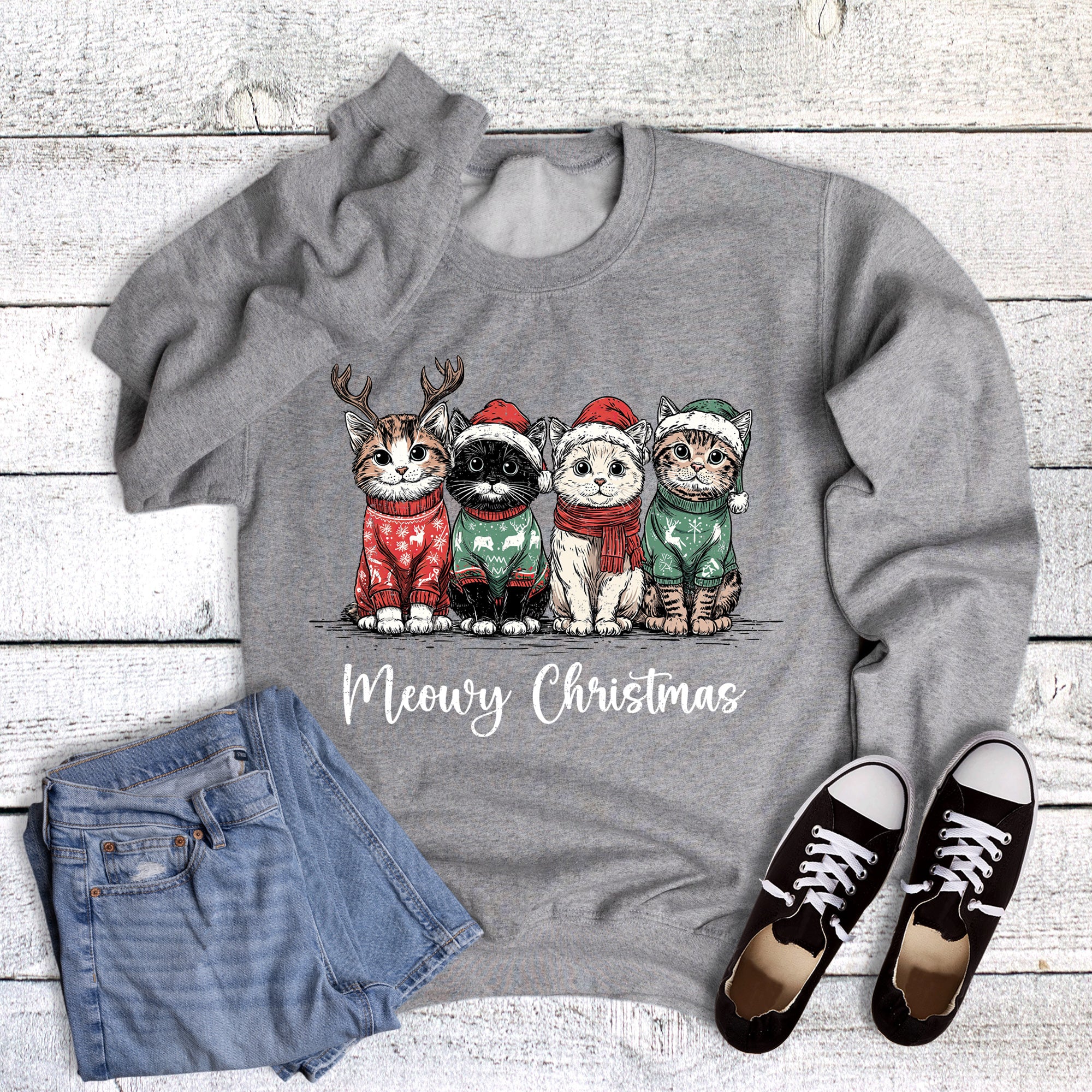 Pets Meowy Christmas Cats In Sweaters Sweatshirt
