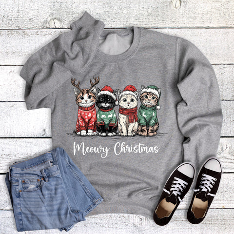 Pets Meowy Christmas Cats In Sweaters Sweatshirt