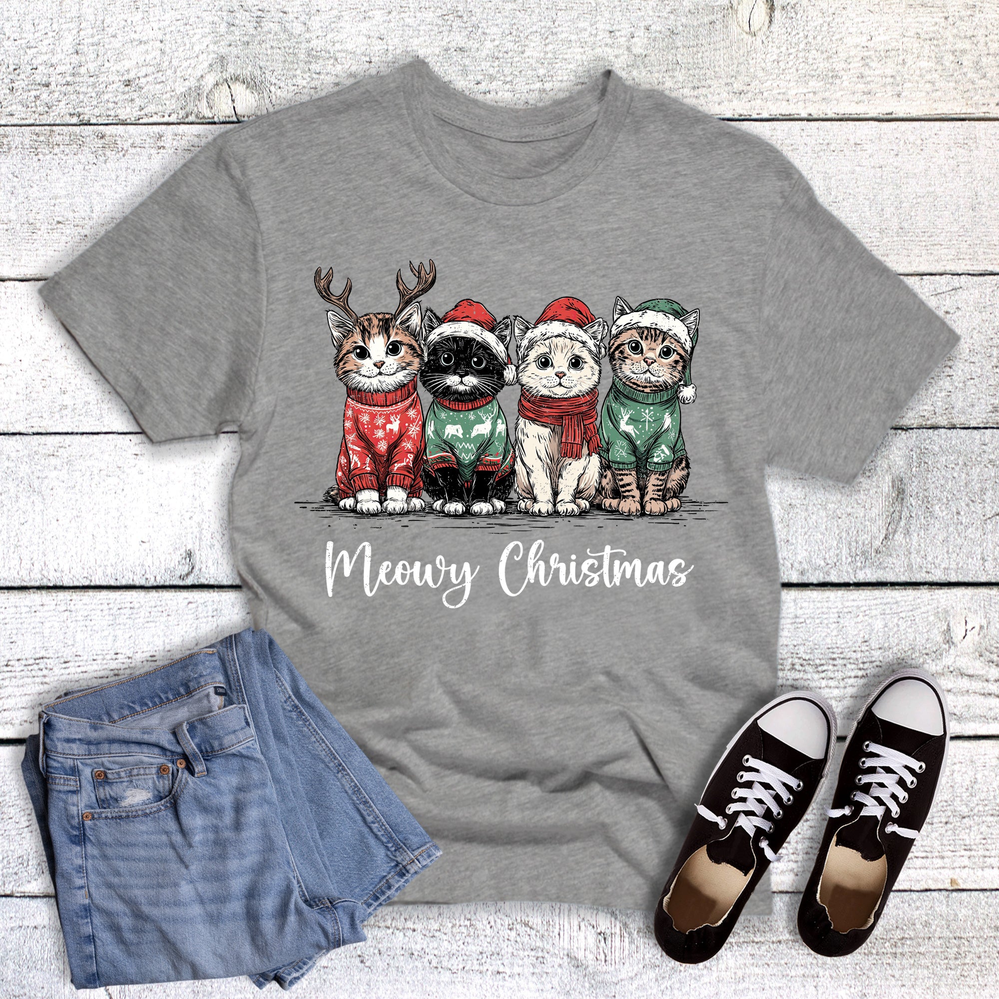 Pets Meowy Christmas Cats In Sweaters