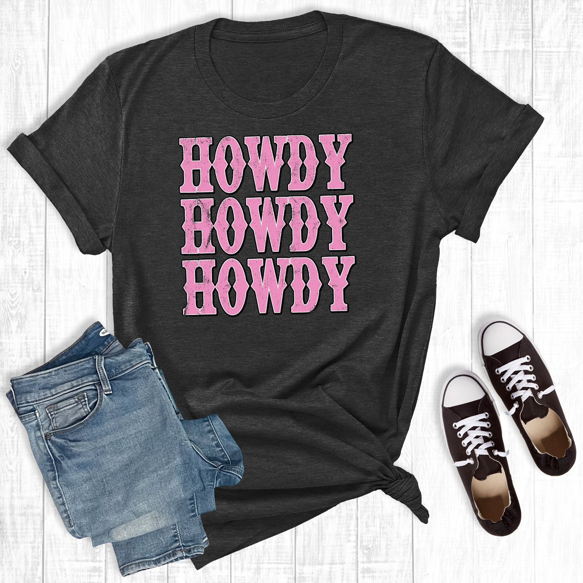 Pink Howdy Howdy Howdy Graphic Tees Black