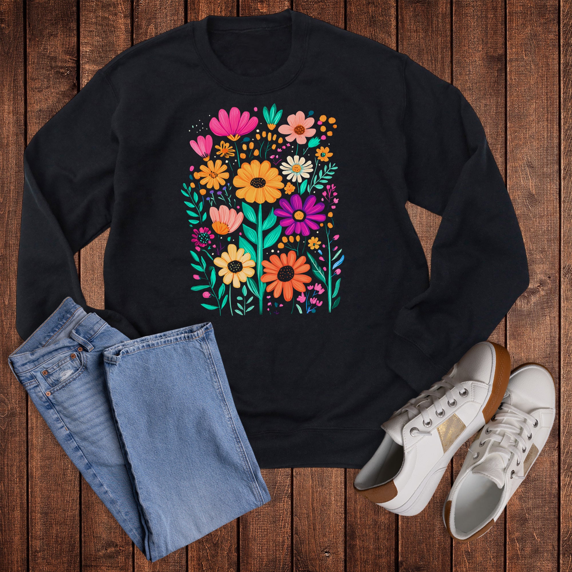 Preppy Boho Florals Graphic Sweatshirt