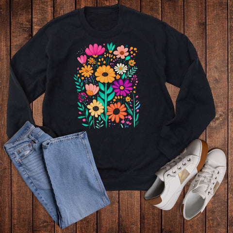 Preppy Boho Florals Graphic Sweatshirt