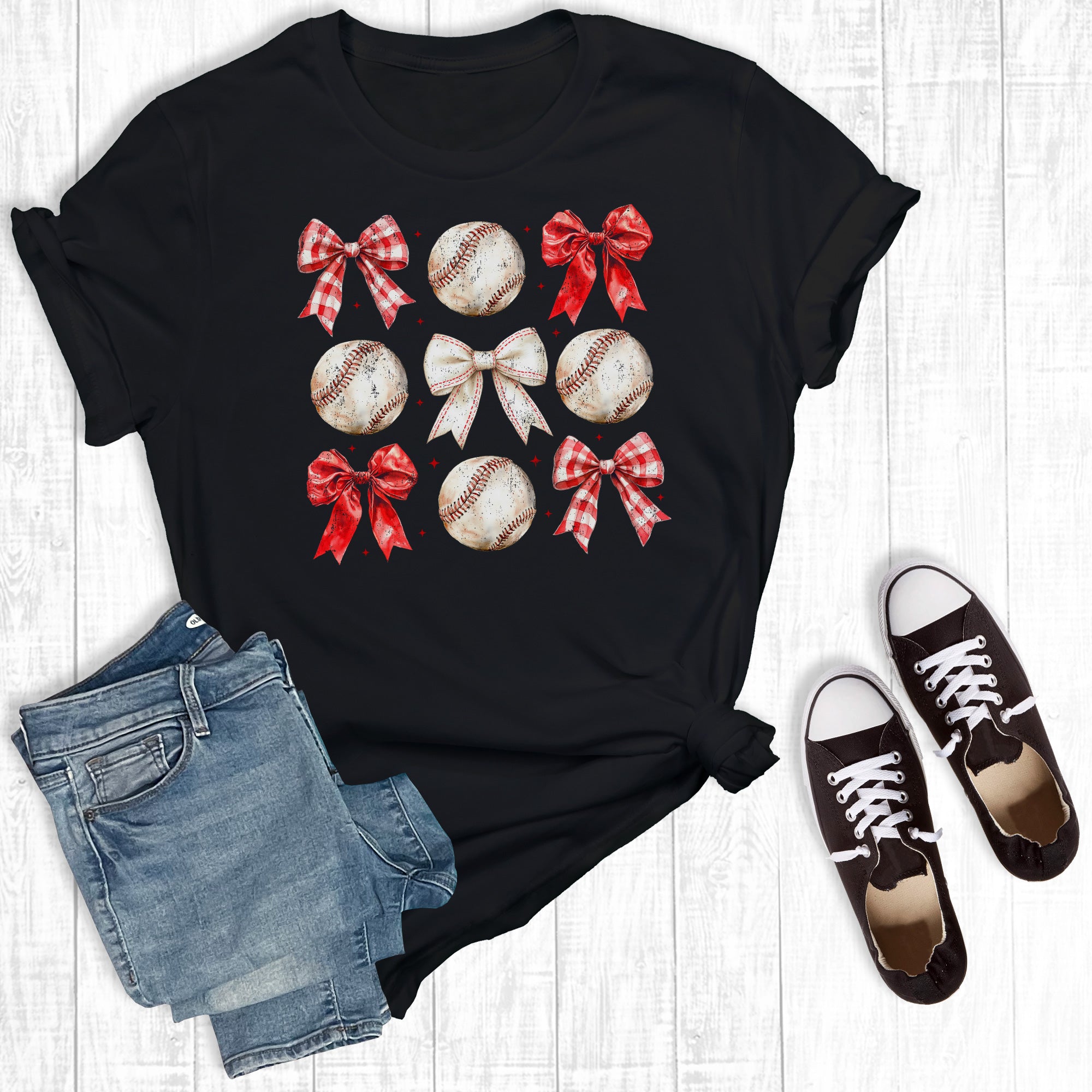 Retro Baseball Coquette Bow