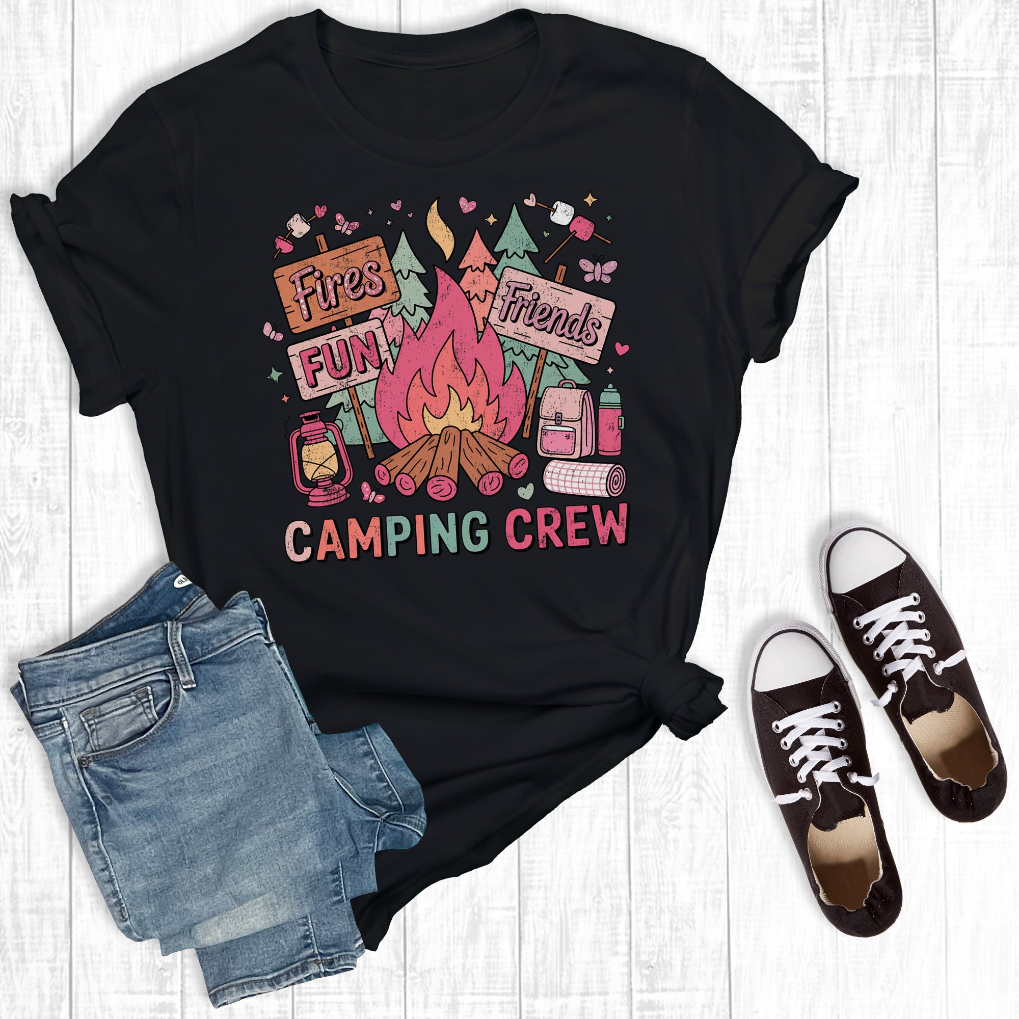 Retro Campfire Camping Crew