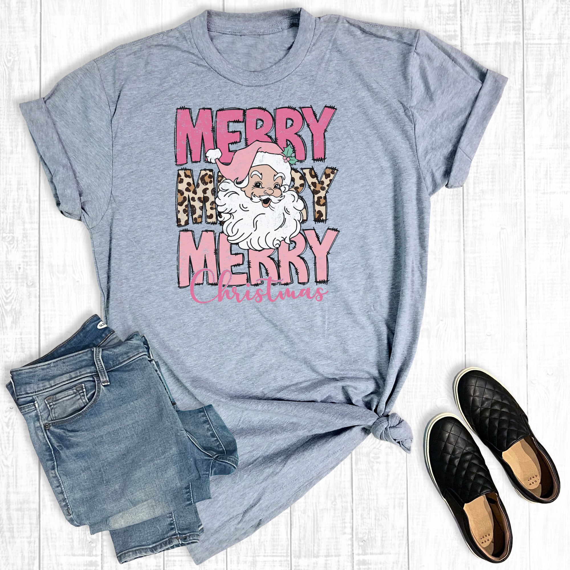 Retro Christmas Leopard Merry Santa