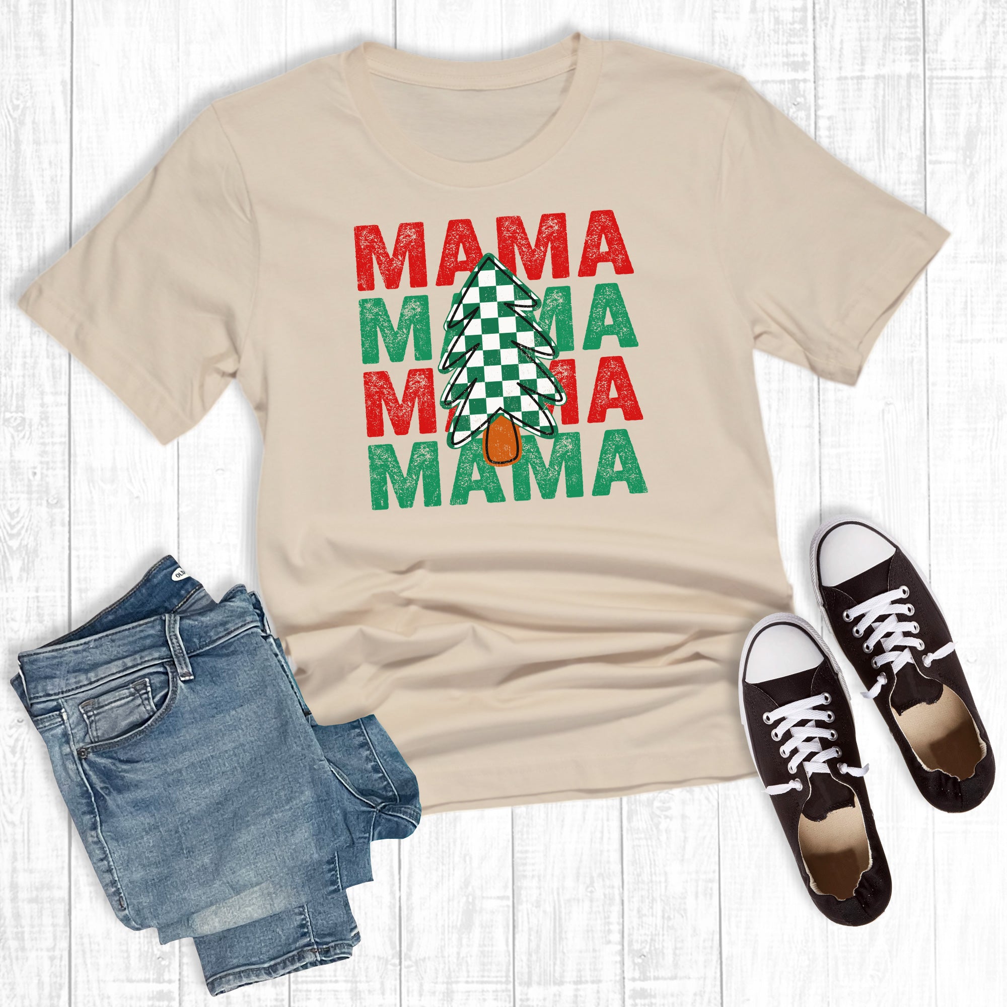 Retro Christmas Mama Checkered Tree