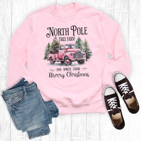 Retro Christmas North Pole Christmas Tree Farm Sweatshirt