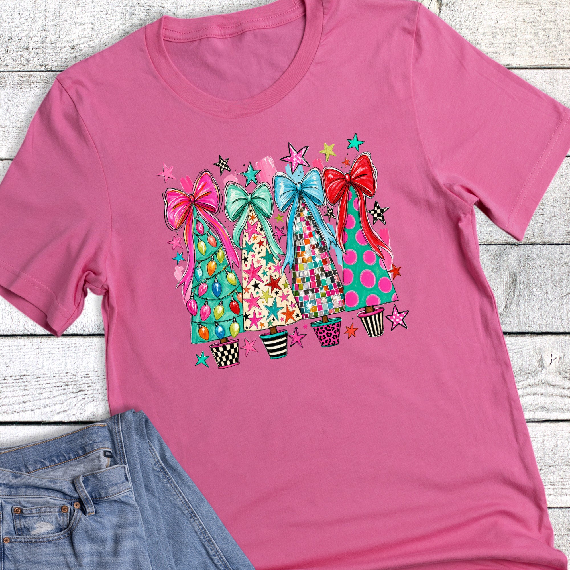 Retro Colorful Coquette Disco Christmas Trees