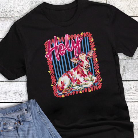 Retro Colorful Funny Holly Cow