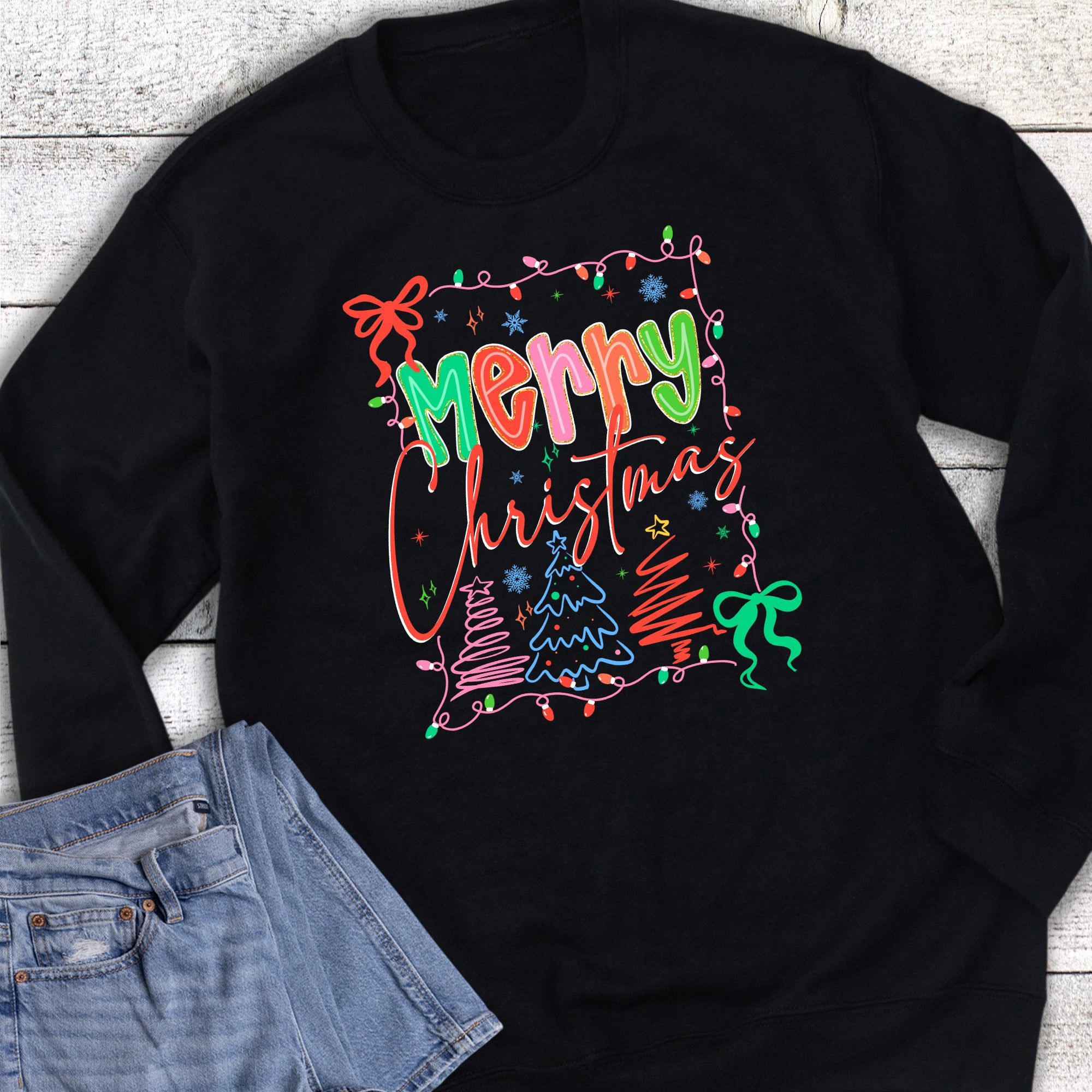 Retro Colorful Merry Christmas Sweatshirt