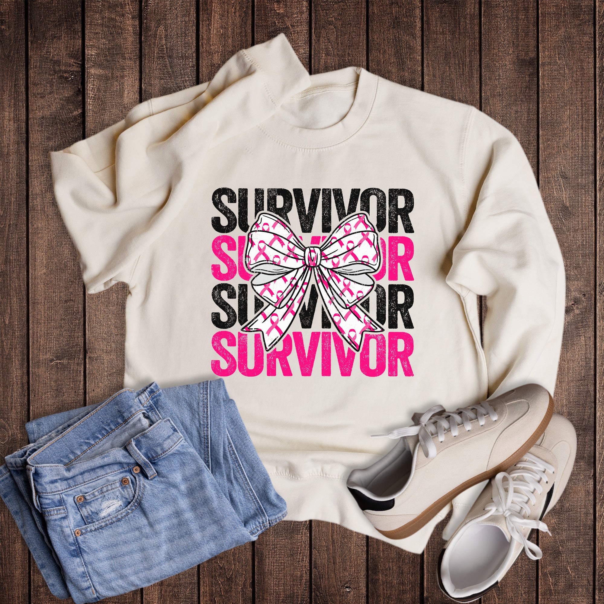 Retro Coquette Cancer Survivor Graphic Sweatshirt
