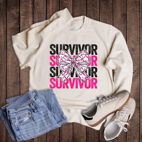 Retro Coquette Cancer Survivor Graphic Sweatshirt