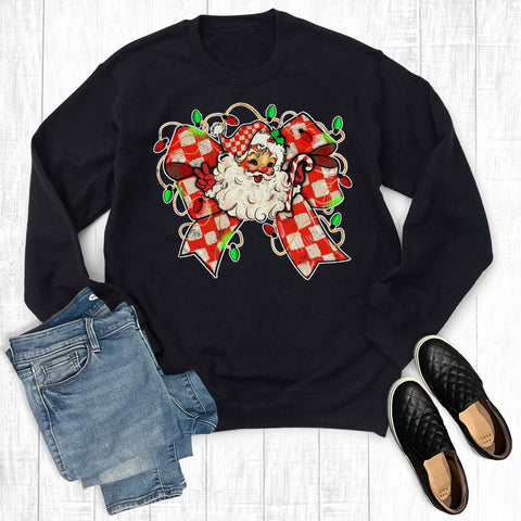 Retro Coquette Santa Bow Graphic Sweatshirt