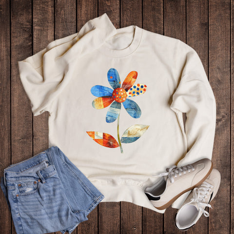Retro Denim Daisy Sweatshirt