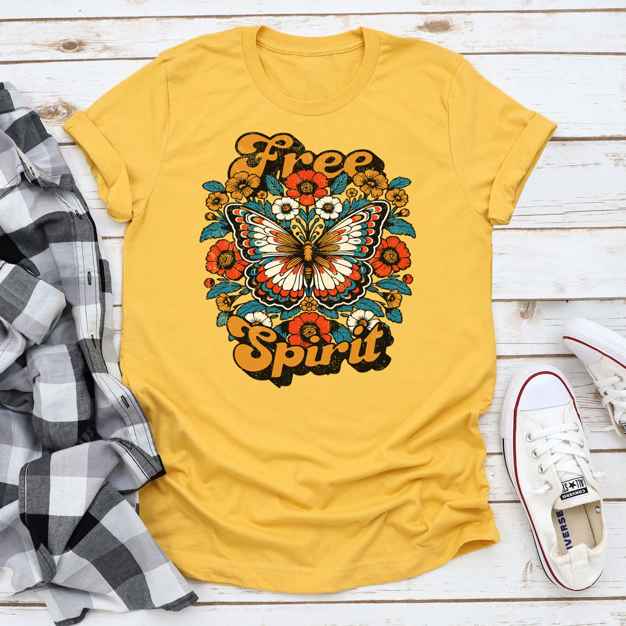 Retro Floral Butterfly Free Spirit