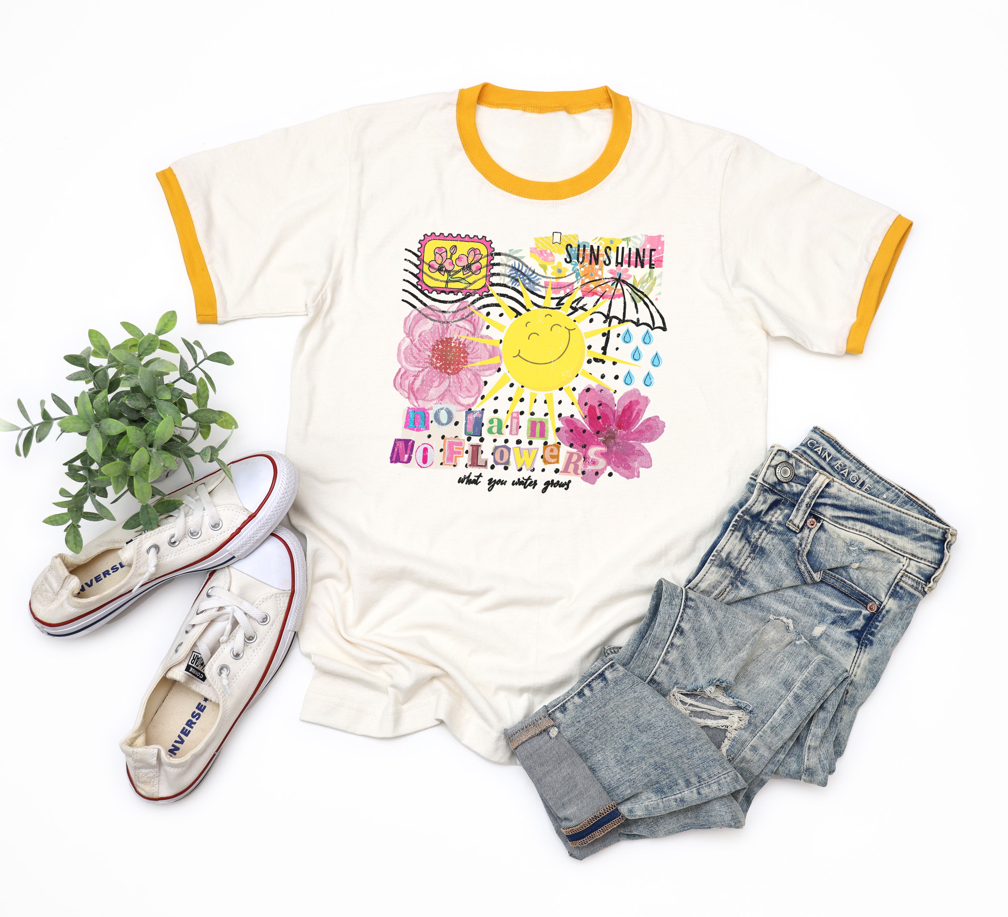 Retro Floral Sunshine Ringer