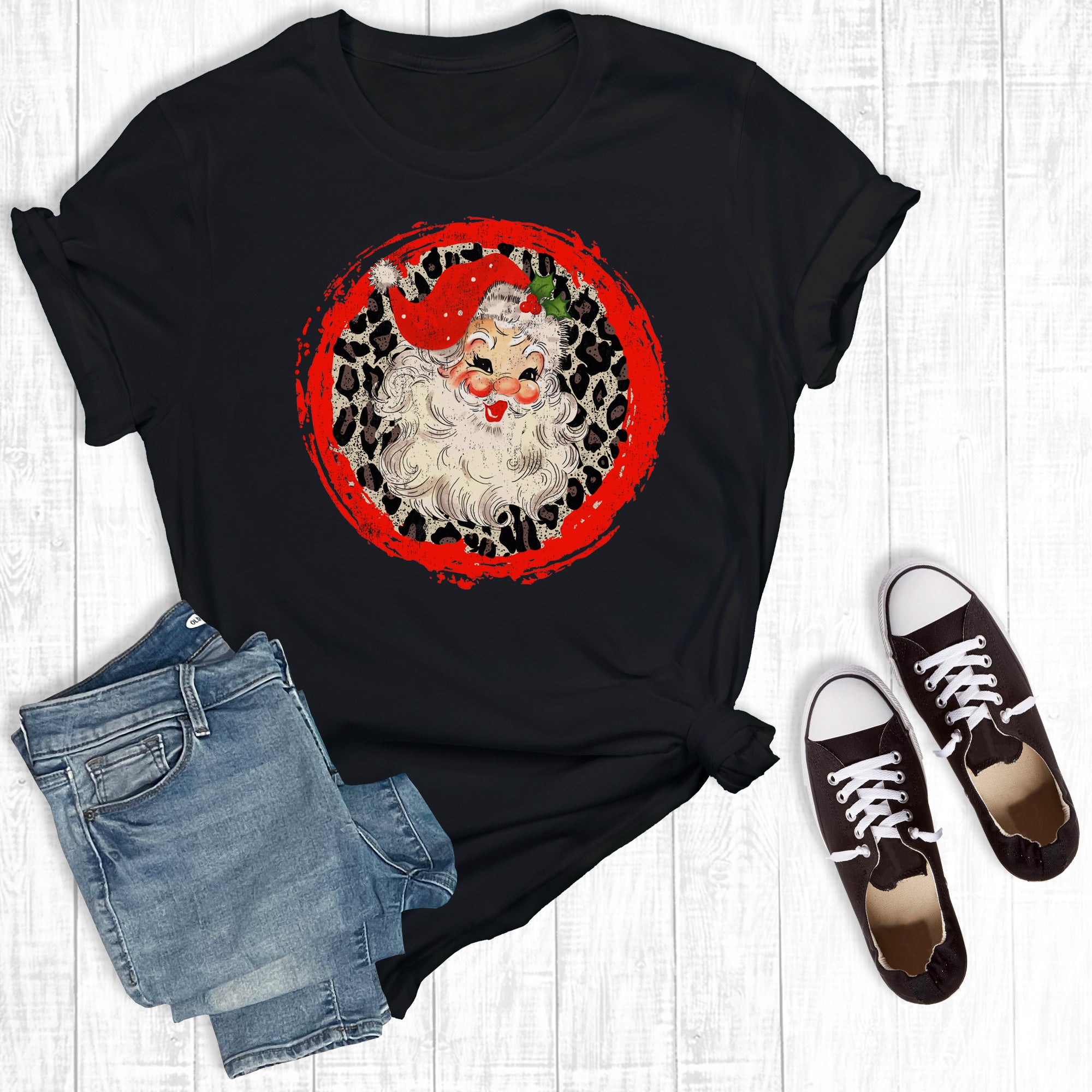 Retro Leopard Vintage Santa