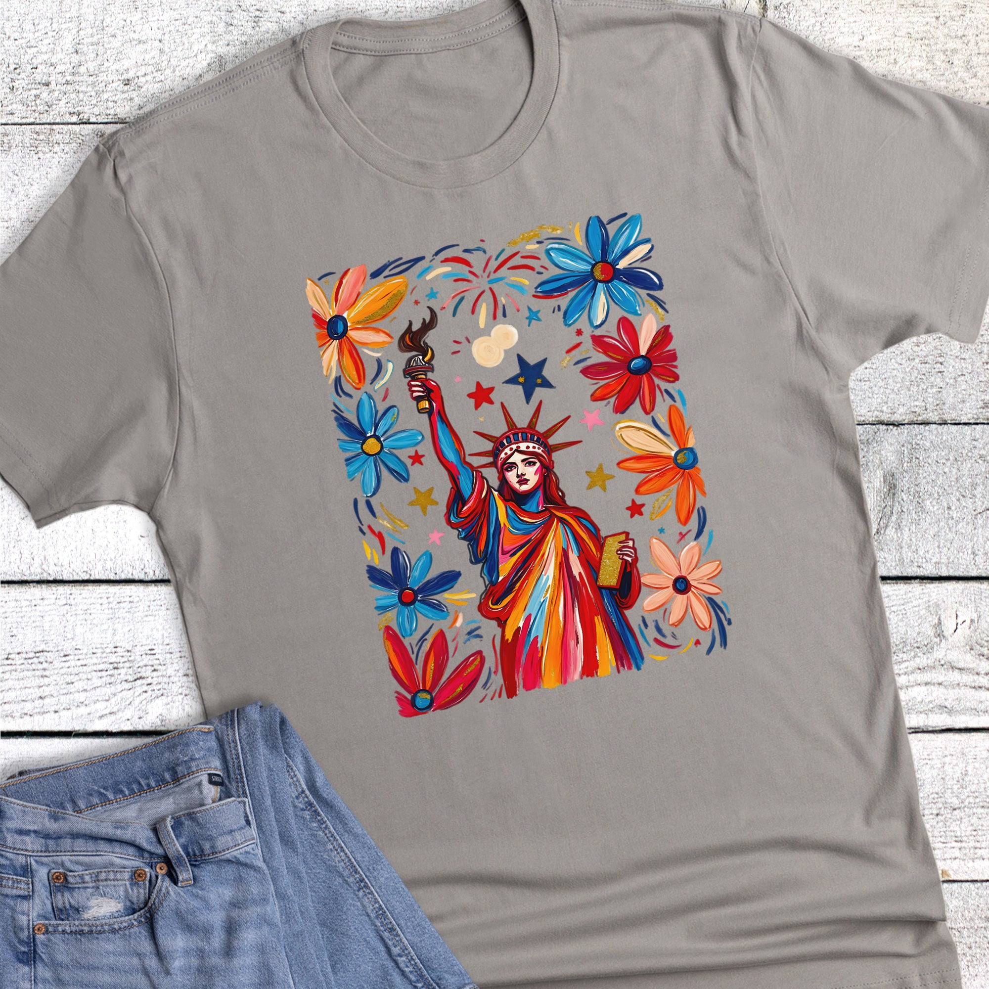 Retro Patriotic 4th Of July Statue Of Liberty Graphic Tee