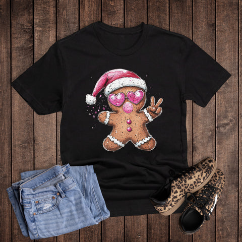 Retro Pink Gingerbread Man Peace