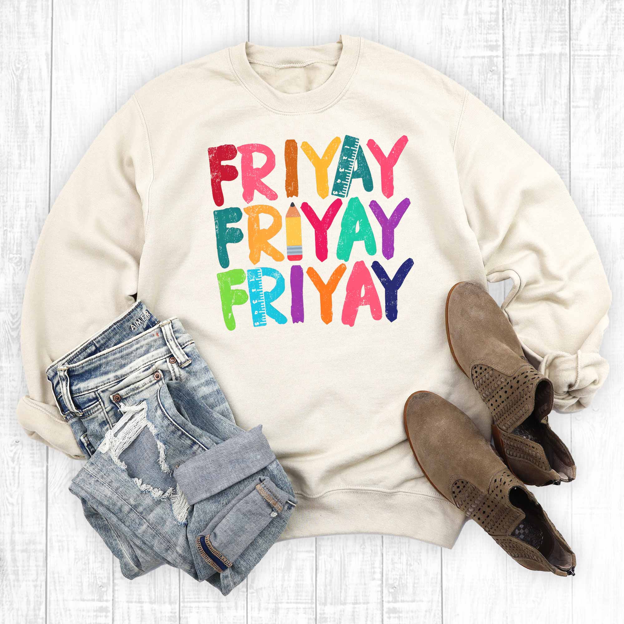 Retro Teacher Friyay Graphic Sweatshirt