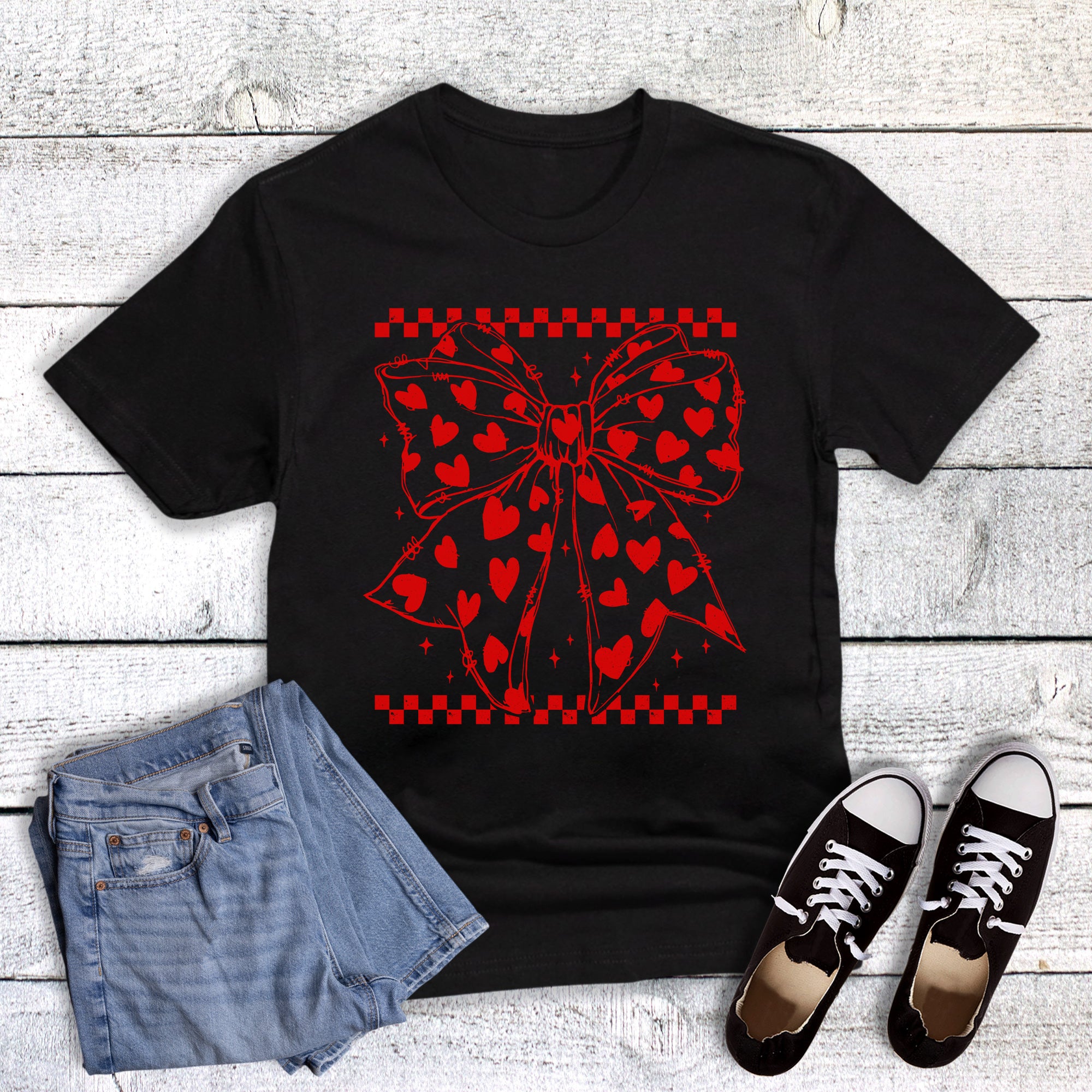 Retro Valentine Coquette Heart Bow