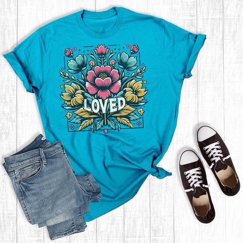 Retro Floral Loved Teal