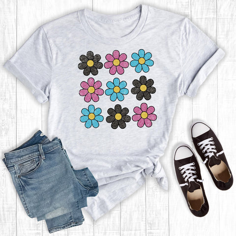 Retro Glitery Daisies Ash