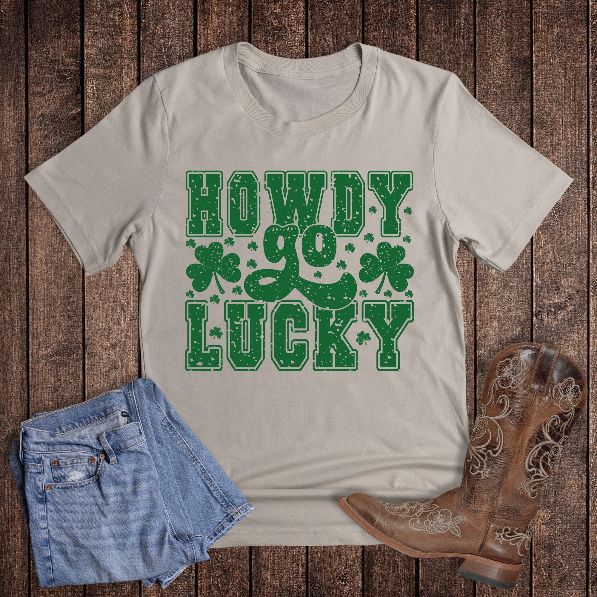 St Patrick Wester Retro Howdy Go Lucky Graphic Tee