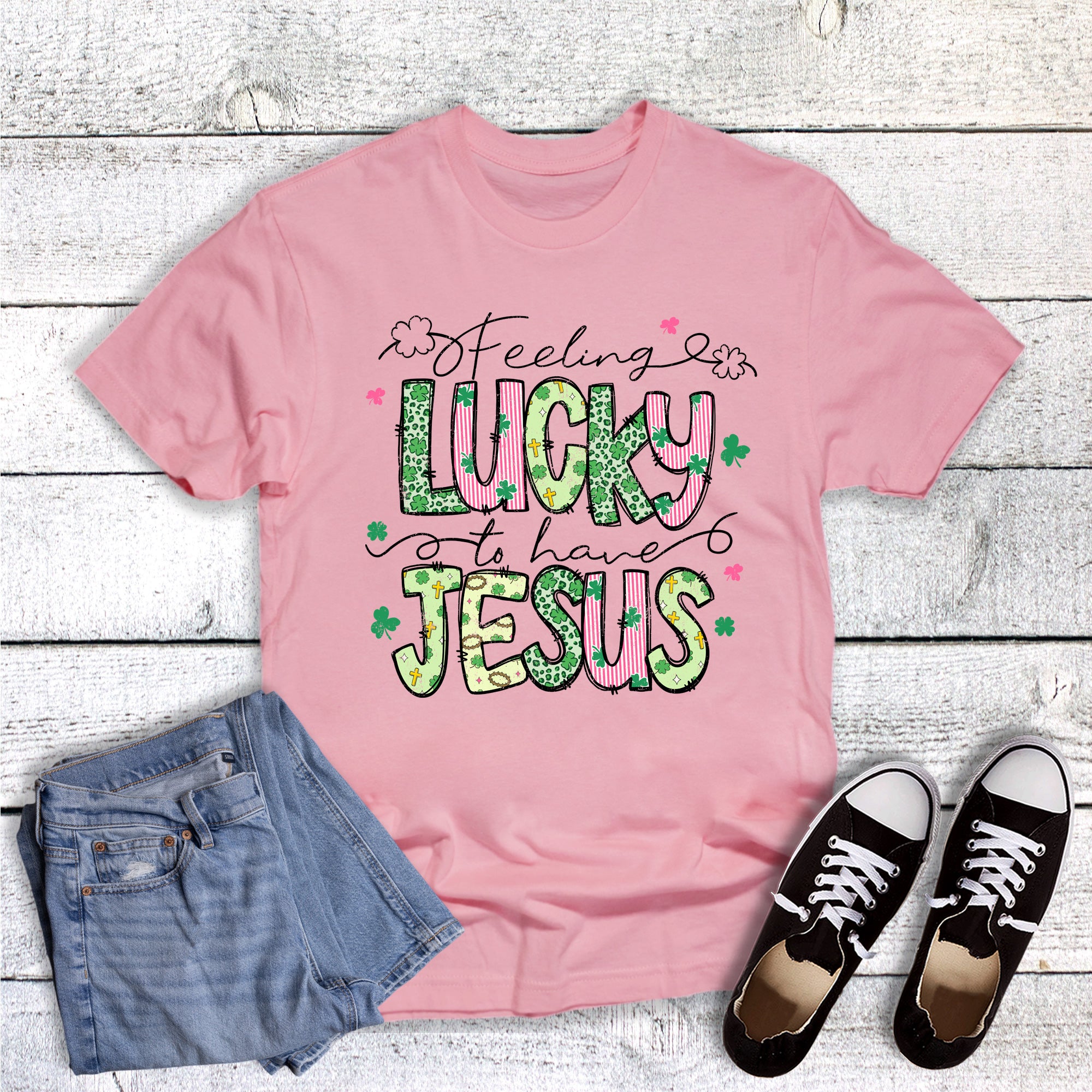 St. Patrick's Faith Feeling Lucky Jesus Graphic Tee