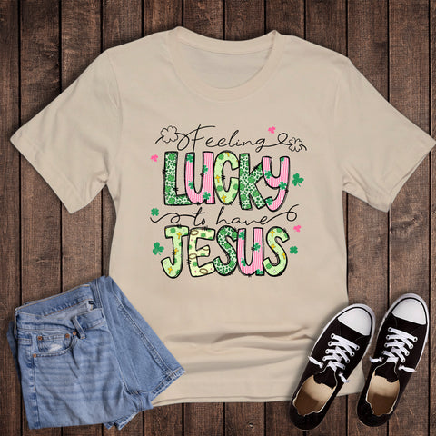 St. Patrick's Faith Feeling Lucky Jesus Graphic Tee