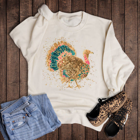 Thanksgiving Sparkle Turkey Sweatshirt