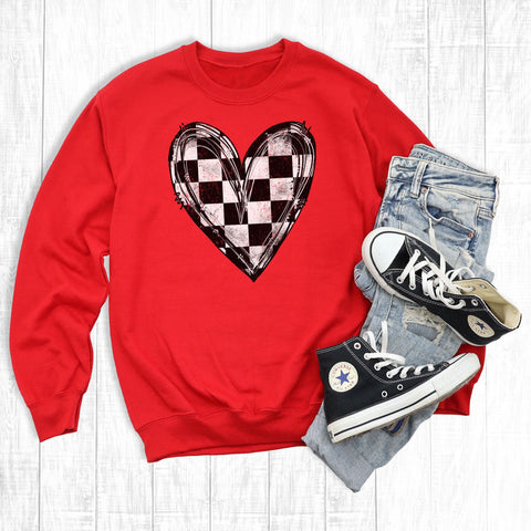 Valentine Checkered Heart Sweat Shirt