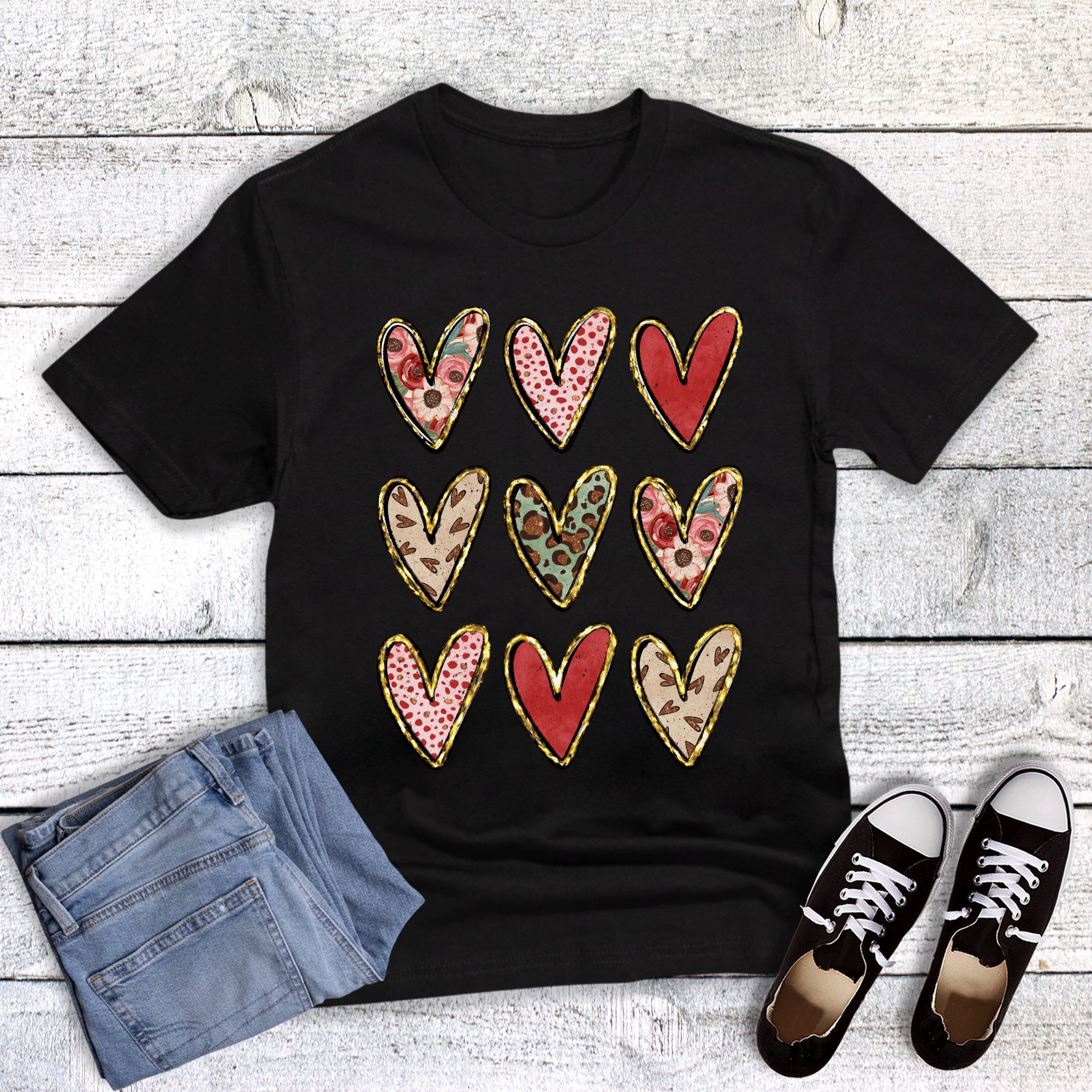 Valentine Dot Floral Leopard Hearts