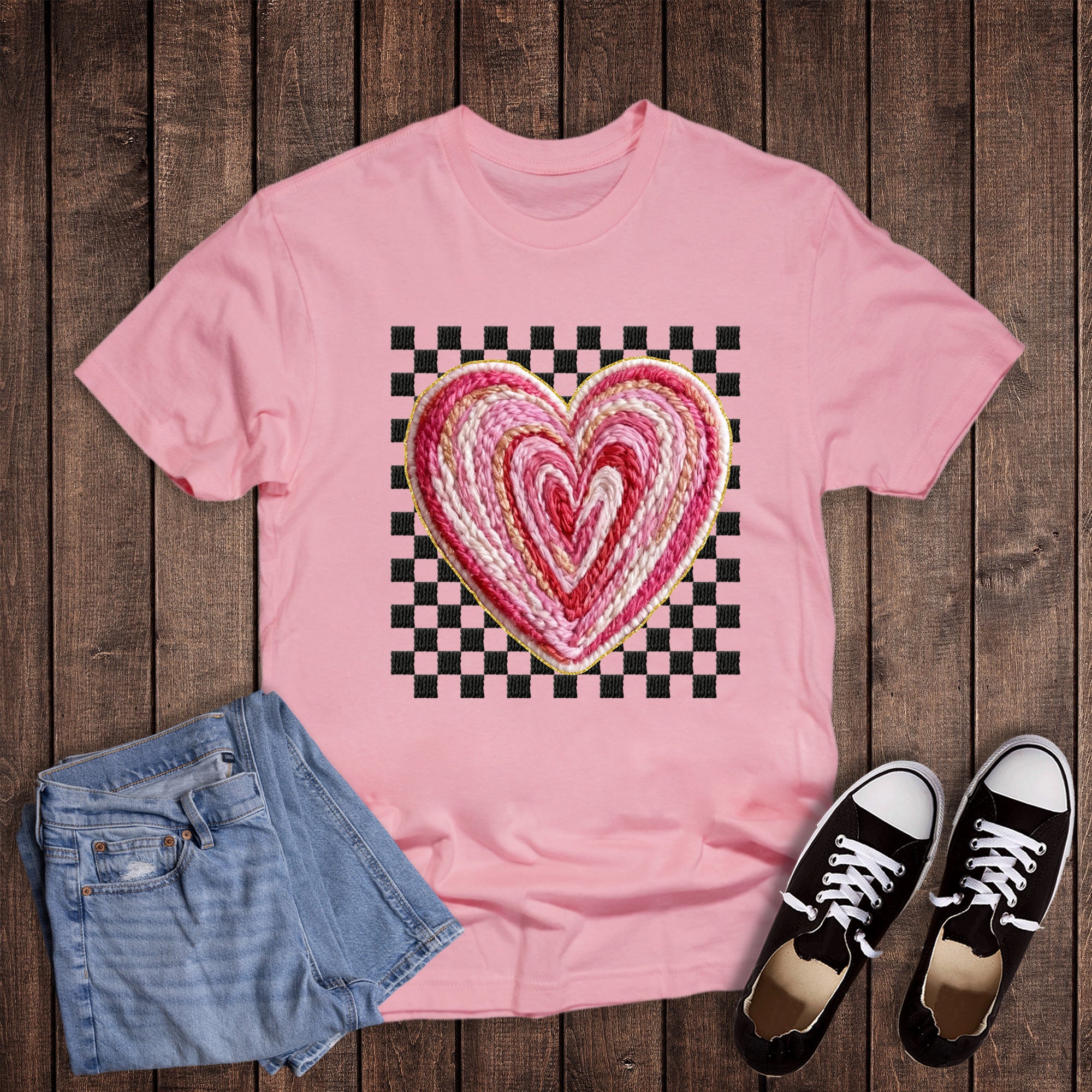 Valentine Faux Yarn Check