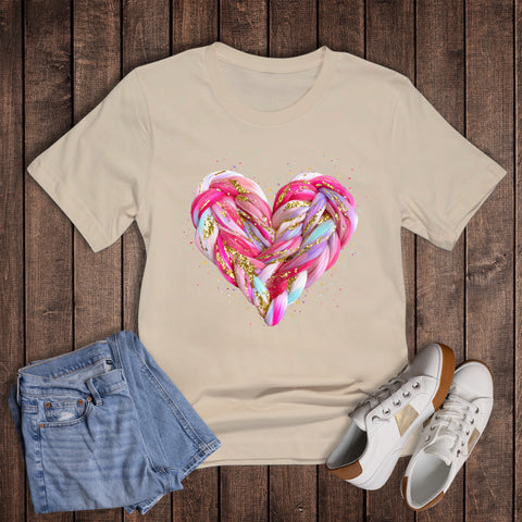 Valentine Faux Yarn Pastel and Gold Heart