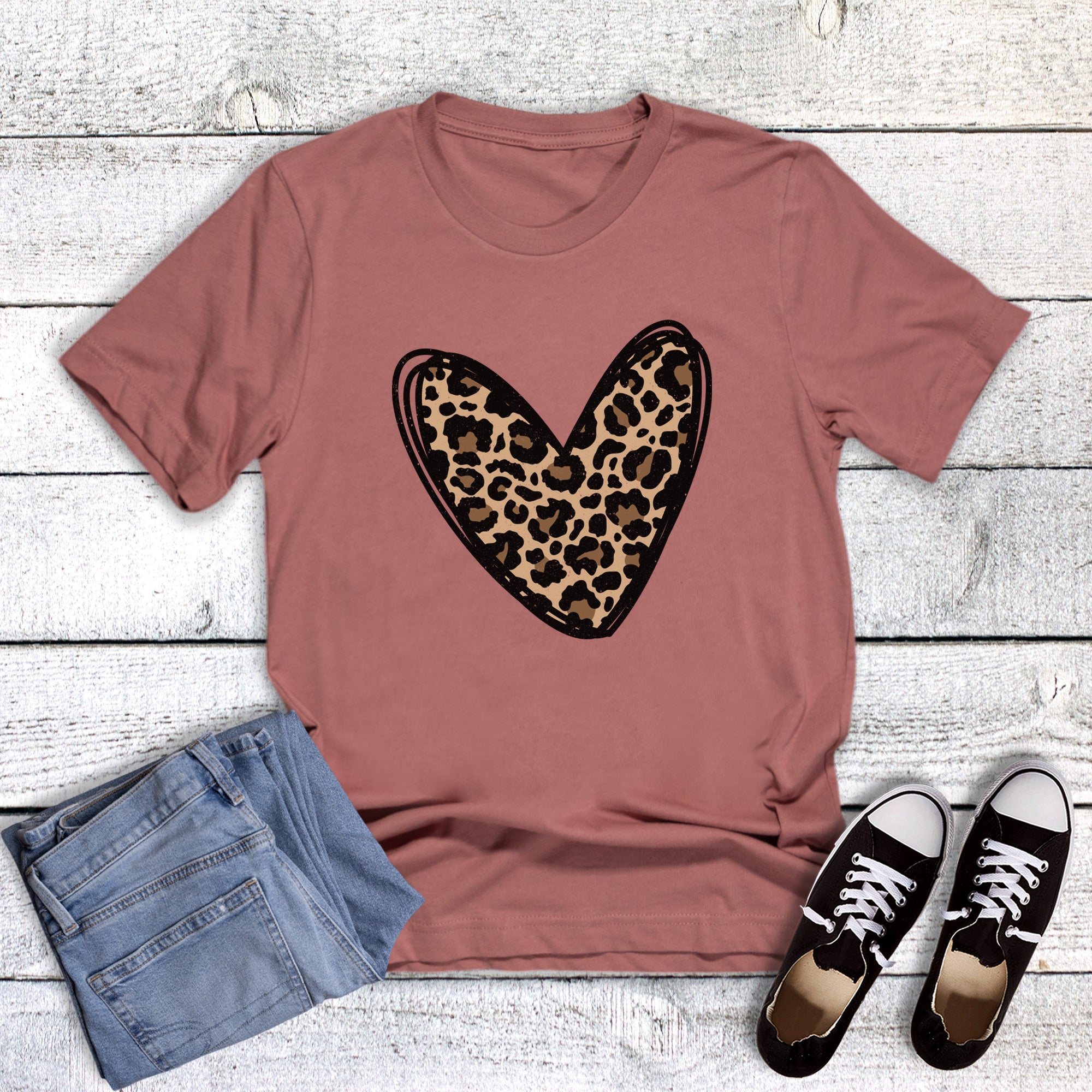 Valentine Leopard Heart Black Outline