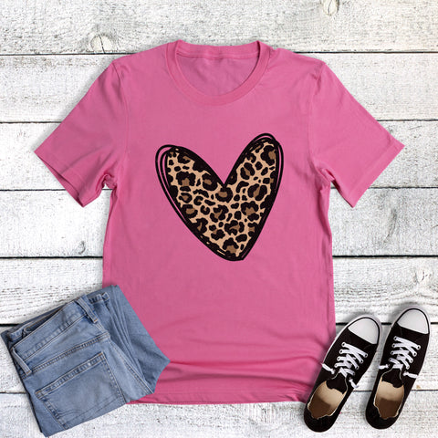Valentine Leopard Heart Black Outline