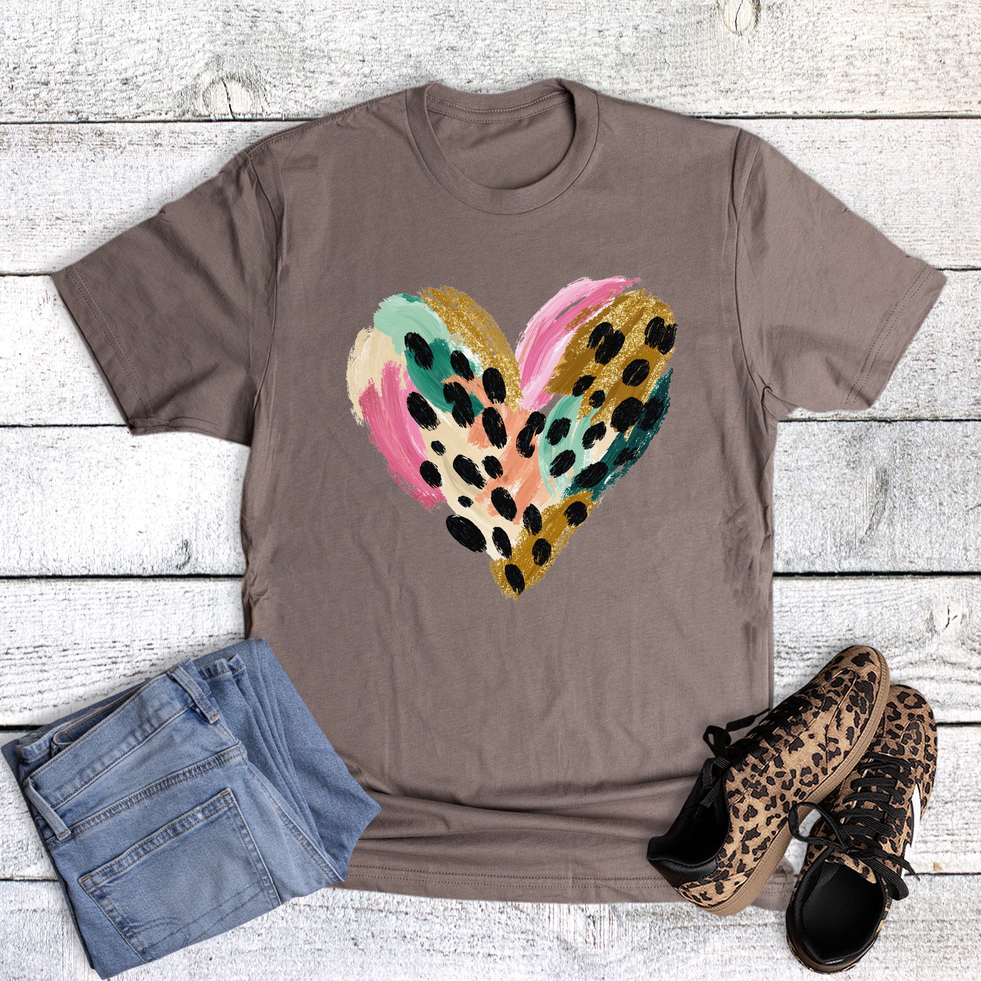 Valentine Speckle Pastel and Gold Heart